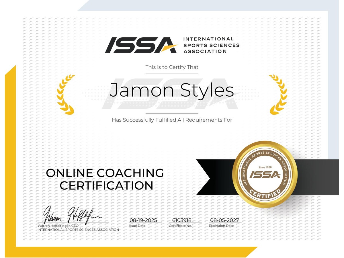 ISSA Online Coaching Certification for Jamon Styles